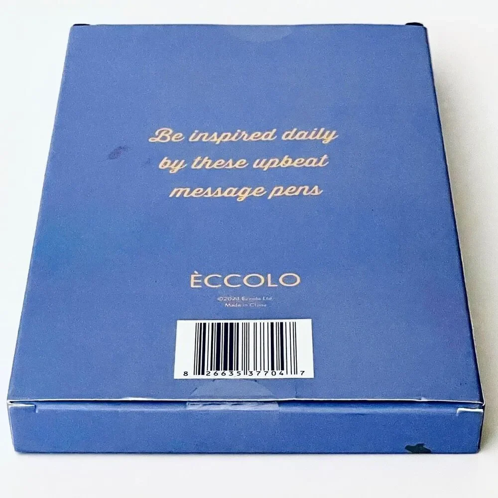 NWT ECCOLO set of 4 Inspirational graphic ballpoint Pens Gift Set Brave Fearless